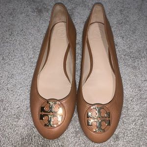 Brown Claire Tan Tumbled Leather Reva Ballet Flats